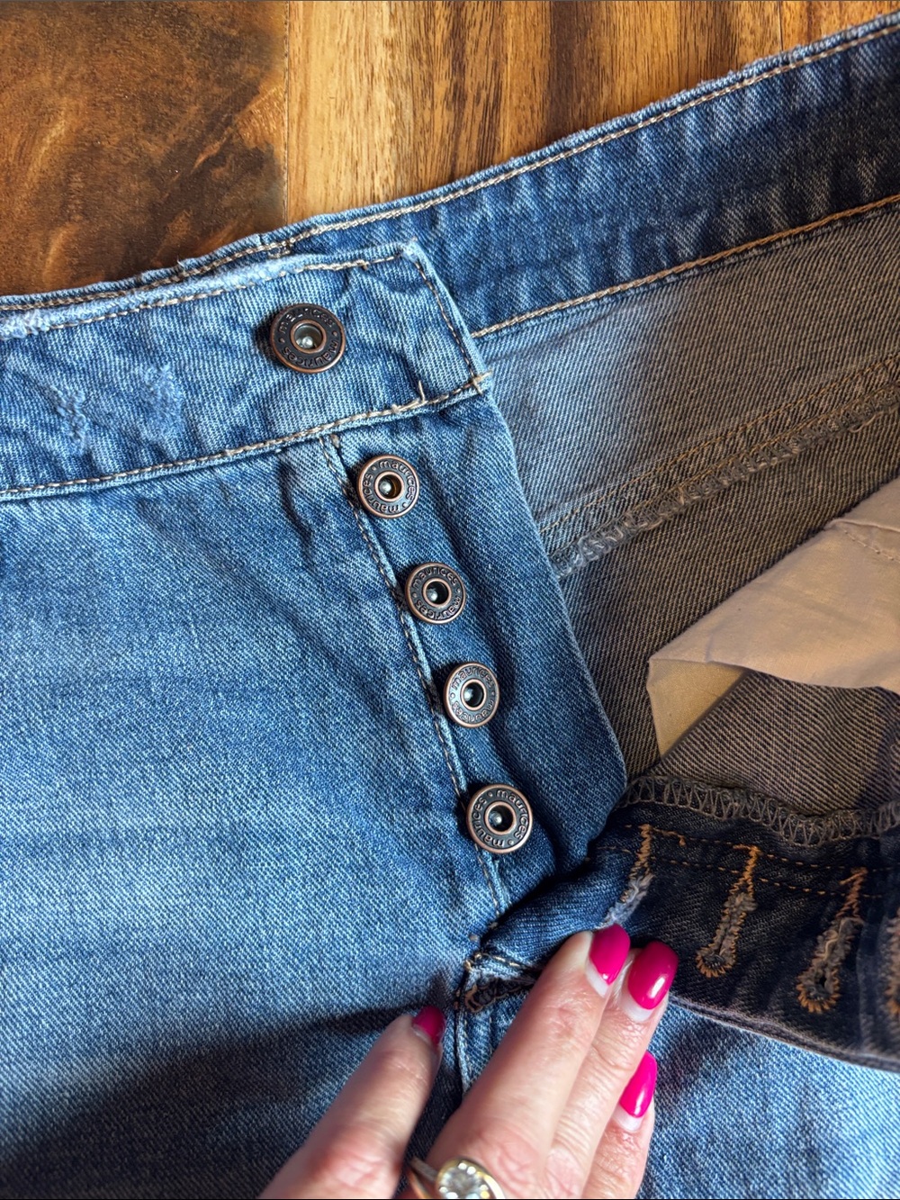Maurices Light Blue Denim Mini Skirt with Raw Hem - Picture 3 of 8